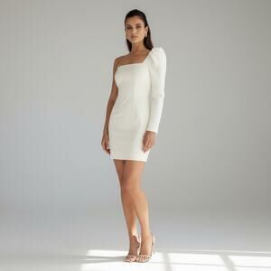By Johnny Dress Shell Sleeve Mini Ivory White One Sleeve AU Size 8 US Size 4 New